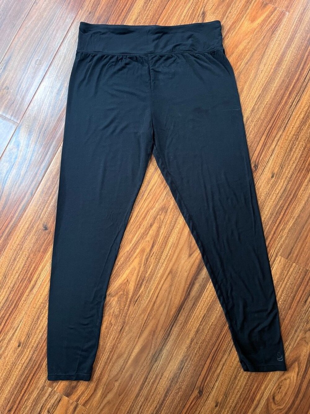 Cuddl Duds Rayon Blend Wide Waistband Soft Wear Yoga Lounge Leggings Black L